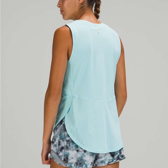Lululemon High Neck Split Hem Run Tank Icing Blue - Picture 4 of 6